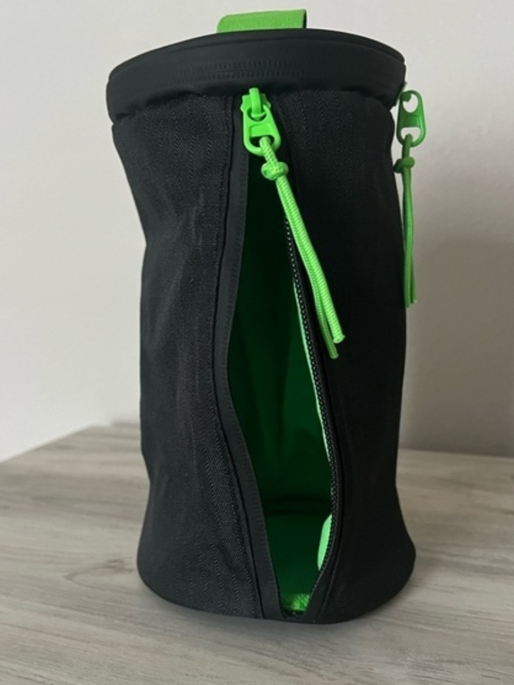 Men’s Black Toiletry Bag with Neon Green Accents